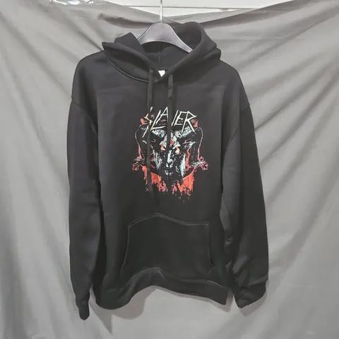 SLAYER BAND HOODIE – BLACK, UK 3XL, BACK PRINT TOUR DATES