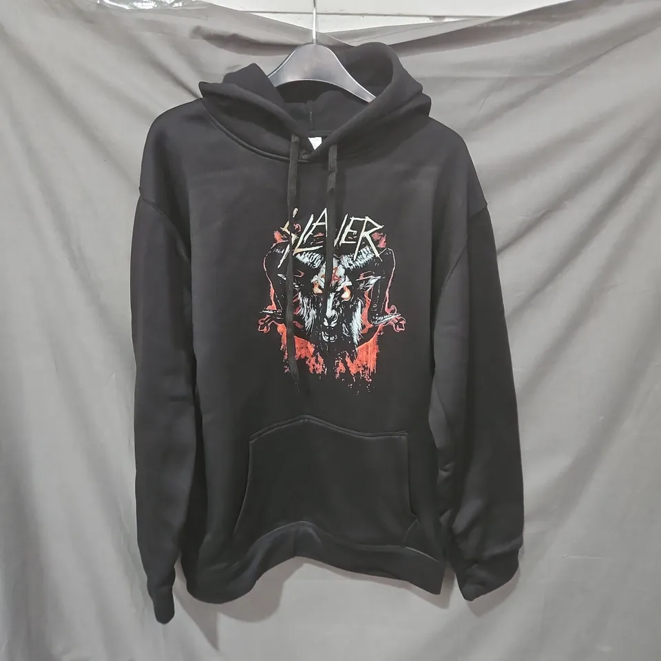 SLAYER BAND HOODIE – BLACK, UK 3XL, BACK PRINT TOUR DATES