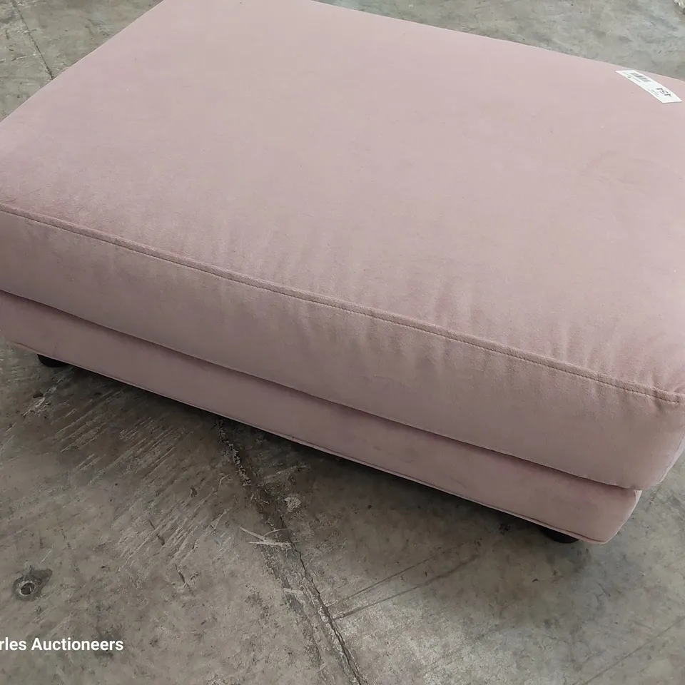 QUALITY BRITISH DESIGNER LOUNGE Co. BRIONY FOOTSTOOL DUSTY PINK PLUSH FABRIC 