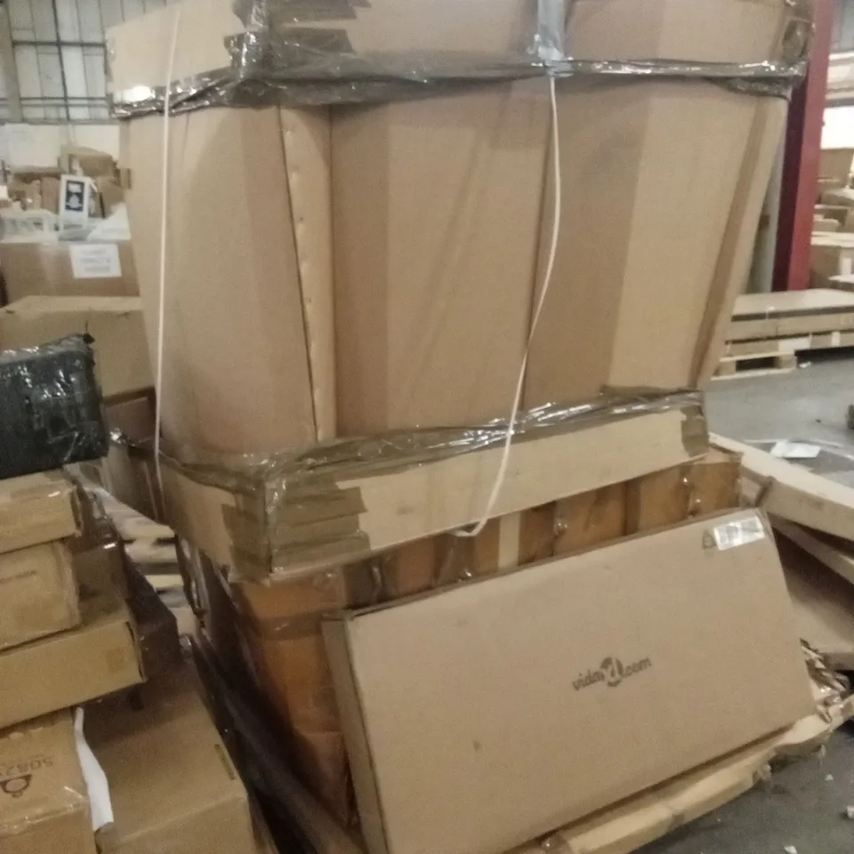 PALLET OF ASSORTED INCOMPLETE FURNITURE PARTS AND PIECES 