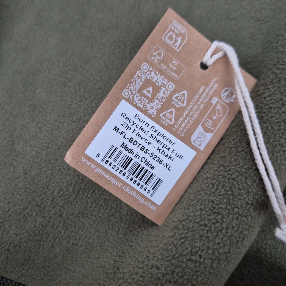 PASSENGER KHAKI FLEECE JACKET WITH MUSTARD POCKET – UK XL