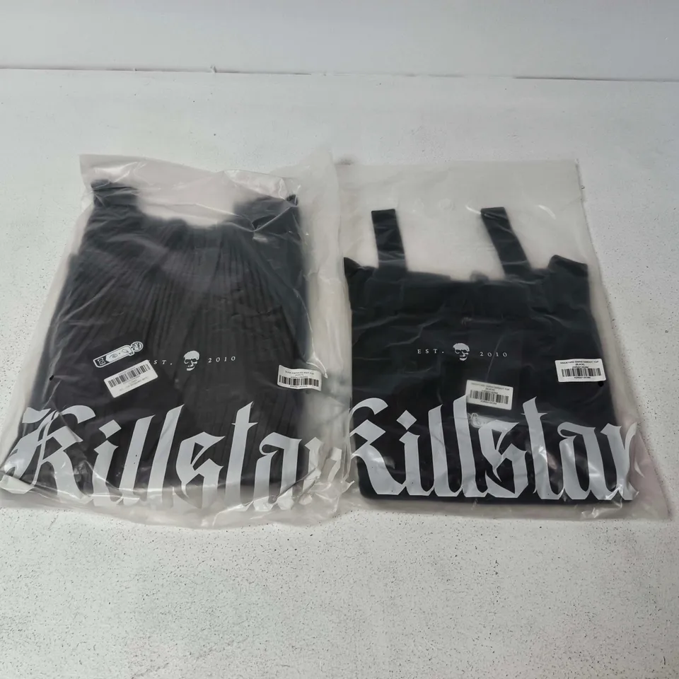 LOT OF APPROXIMATELY 32 BRAND NEW KILLSTAR CLOTHING ITEMS TO INCLUDE GRAVEYARD SWING BARDOT TOPS AND DUSK EMPRESS KNIT TOPS - VARIOUS SIZES