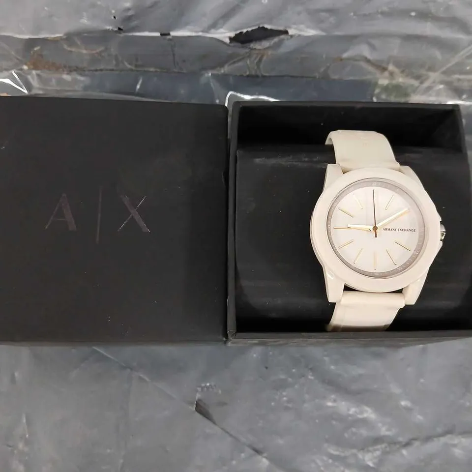 ARMANI EXCHANGE THREE HAND GREY SILICONE WATCH