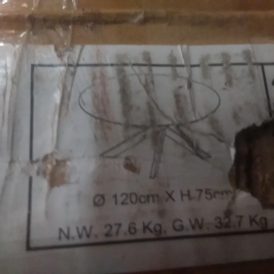 BOXED ROUND GREY DINING TABLE (3 BOXES)