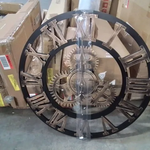 BOXED ABRAHAMS 58CM INDUSTRIAL LARGE RETRO SILENT WALL CLOCK