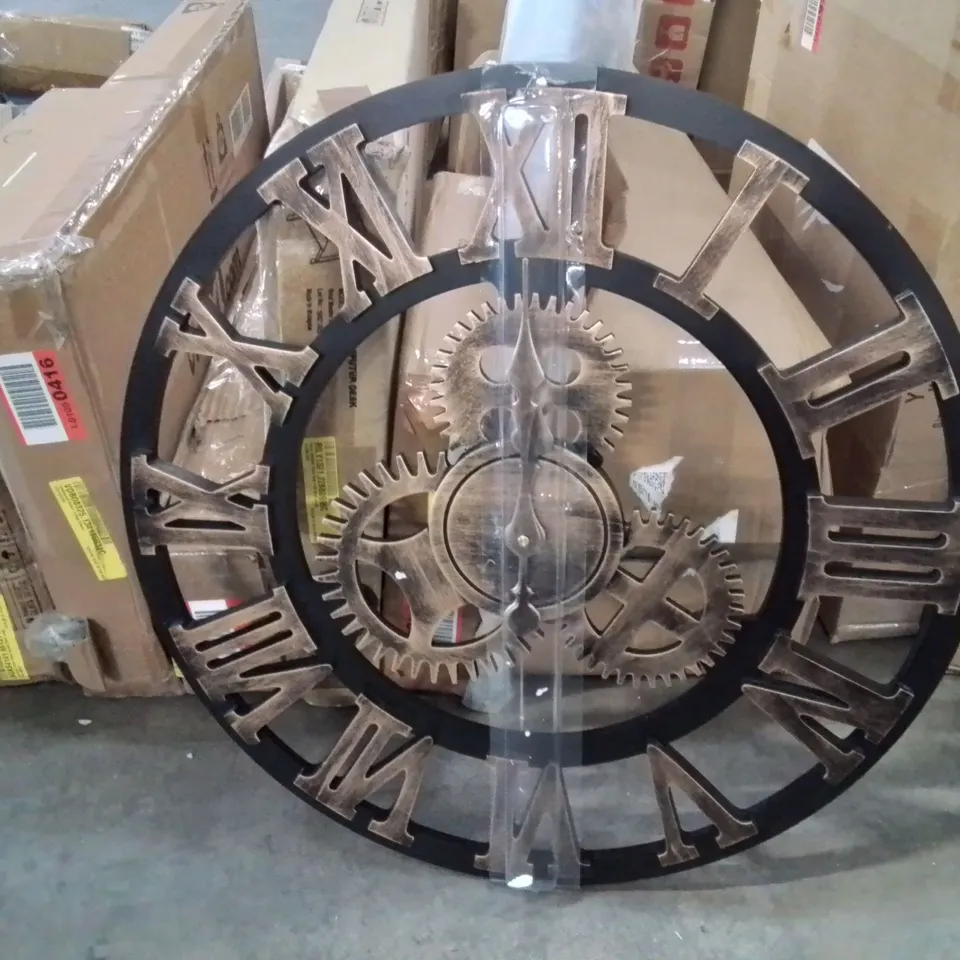 BOXED ABRAHAMS 58CM INDUSTRIAL LARGE RETRO SILENT WALL CLOCK