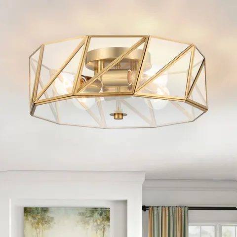 BOXED BRAND NEW ANERIS 4 - LIGHT 40.5CM UNIQUE/STATEMENT GEOMETRIC FLUSH MOUNT LIGHT - GOLD