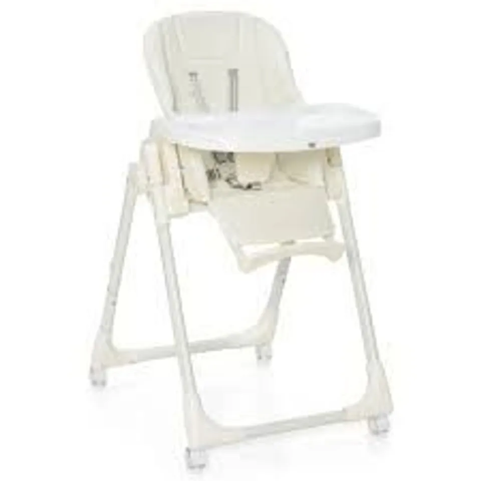 BOXED FOLDING ADJUSTABLE HIGH CHAIR WITH 5 RECLINE POSITIONS FOR BABIES TODDLERS-BEIGE