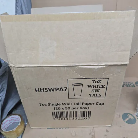 7OZ SINGLE WALL TALL PAPER CUPS β BOX OF 1000 (50 PER BAG, 20 BAGS PER BOX)