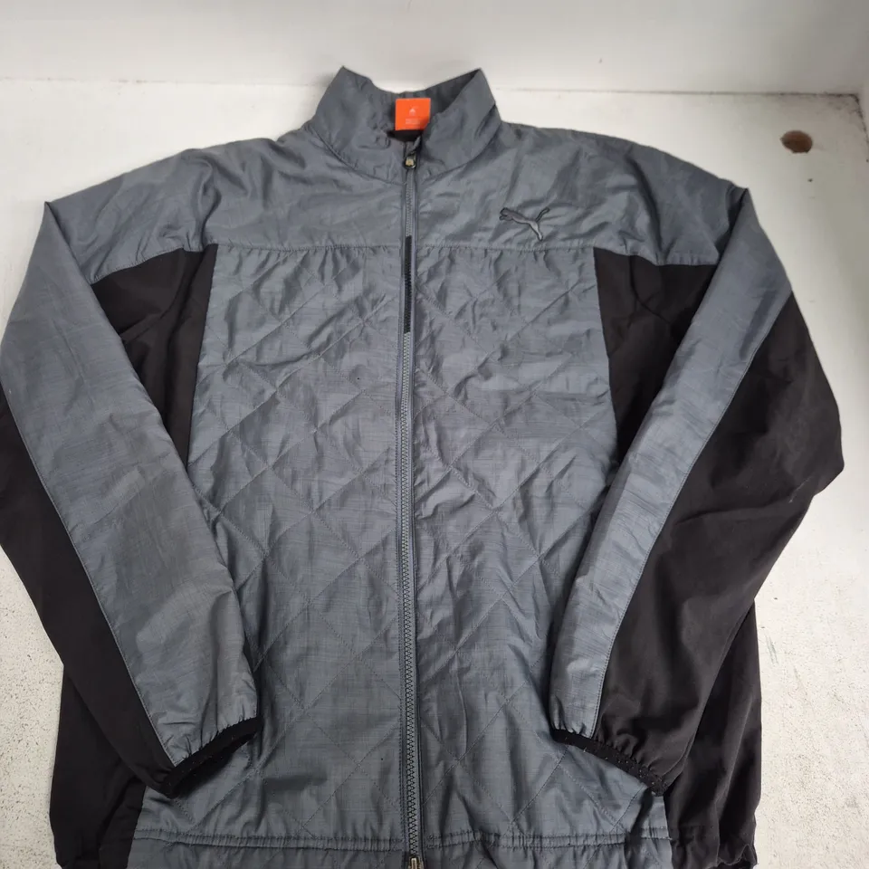 PUMA MEN'S QUILTED LIGHTWEIGHT JACKET – GREY/BLACK, UK M