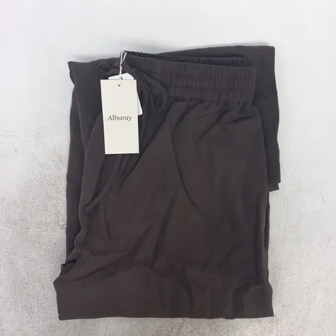 ALBARAY TENCEL WIDE LEG TROUSERS IN BROWN SIZE UK 14