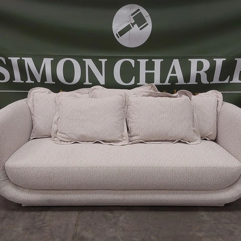 QUALITY DESIGNER BAIE 4 SEATER FORZA FABRIC SOFA - NATURAL
