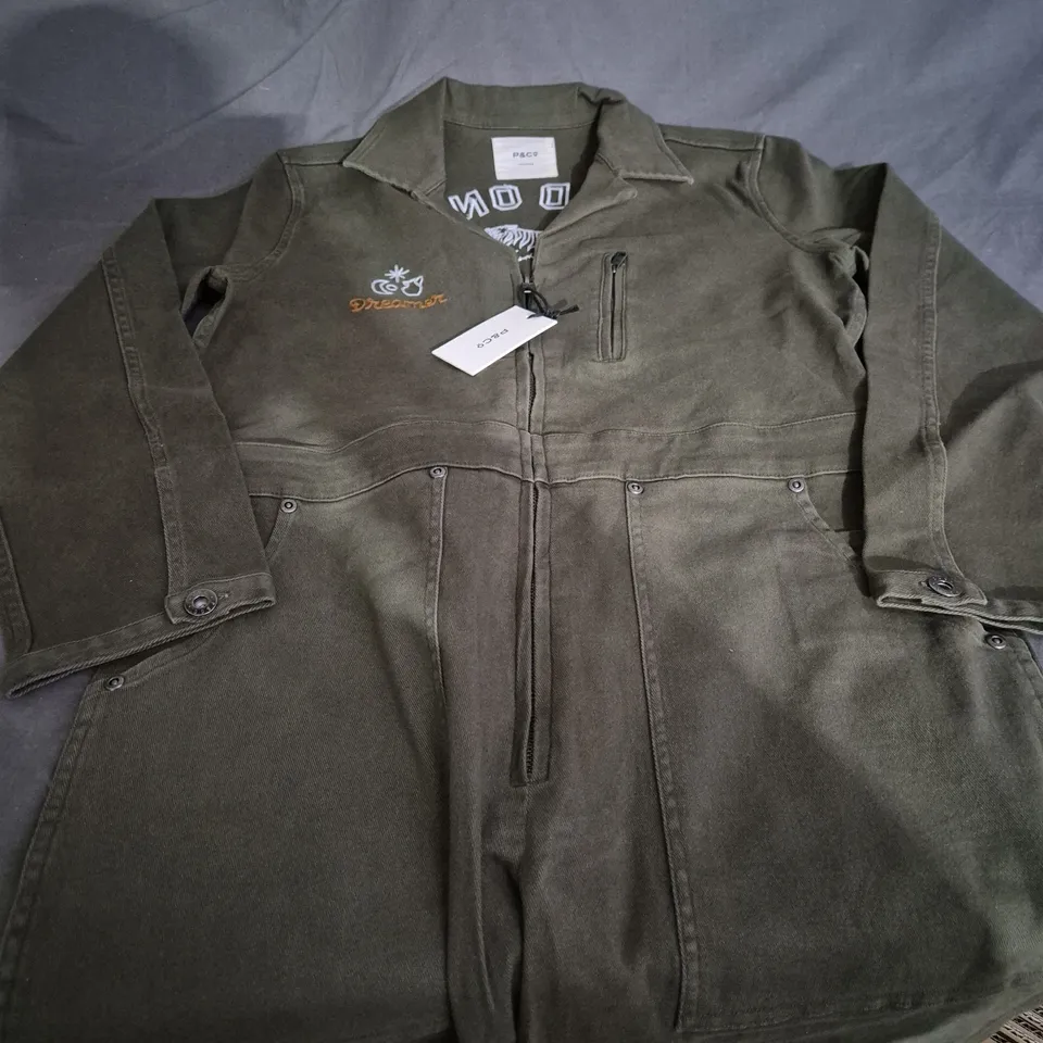 P&CO KHAKI BOILER SUIT - SIZE 14