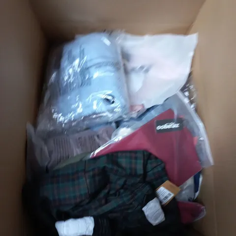LARGE BOX OF APPROXIMATELY 25 ASSORTED CLOTHING ITEMS IN VARIOUS COLOURS, STYLES AND SIZES - COLLECTION ONLY