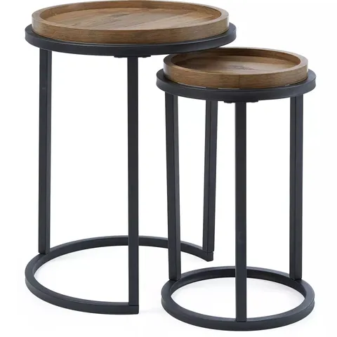 HARLEM ROUND NEST OF 2 TABLES - MID OAK