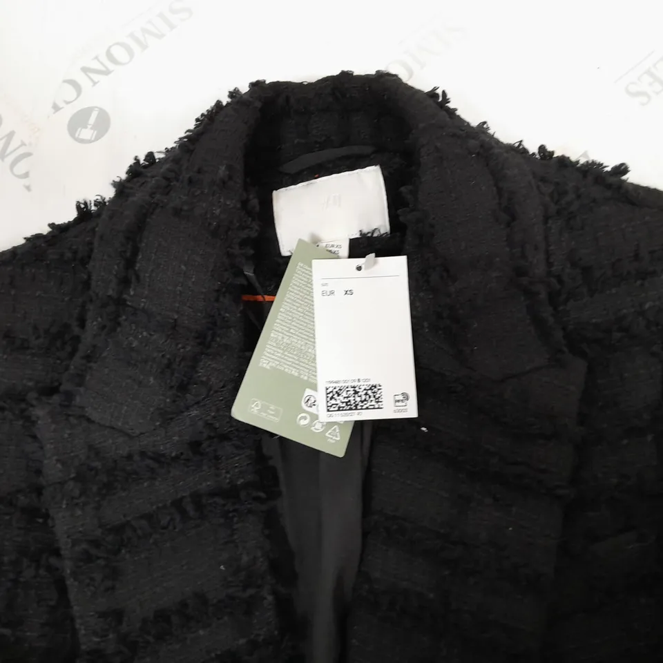 H&M TEXTURED BLACK BLAZER - EUR XS