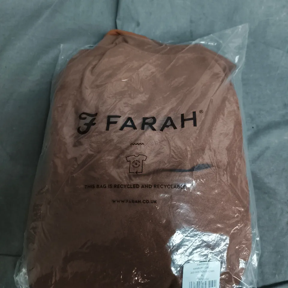 FARAH HANBURY CREW SWEATSHIRT – GOLDEN BROWN – UK XL