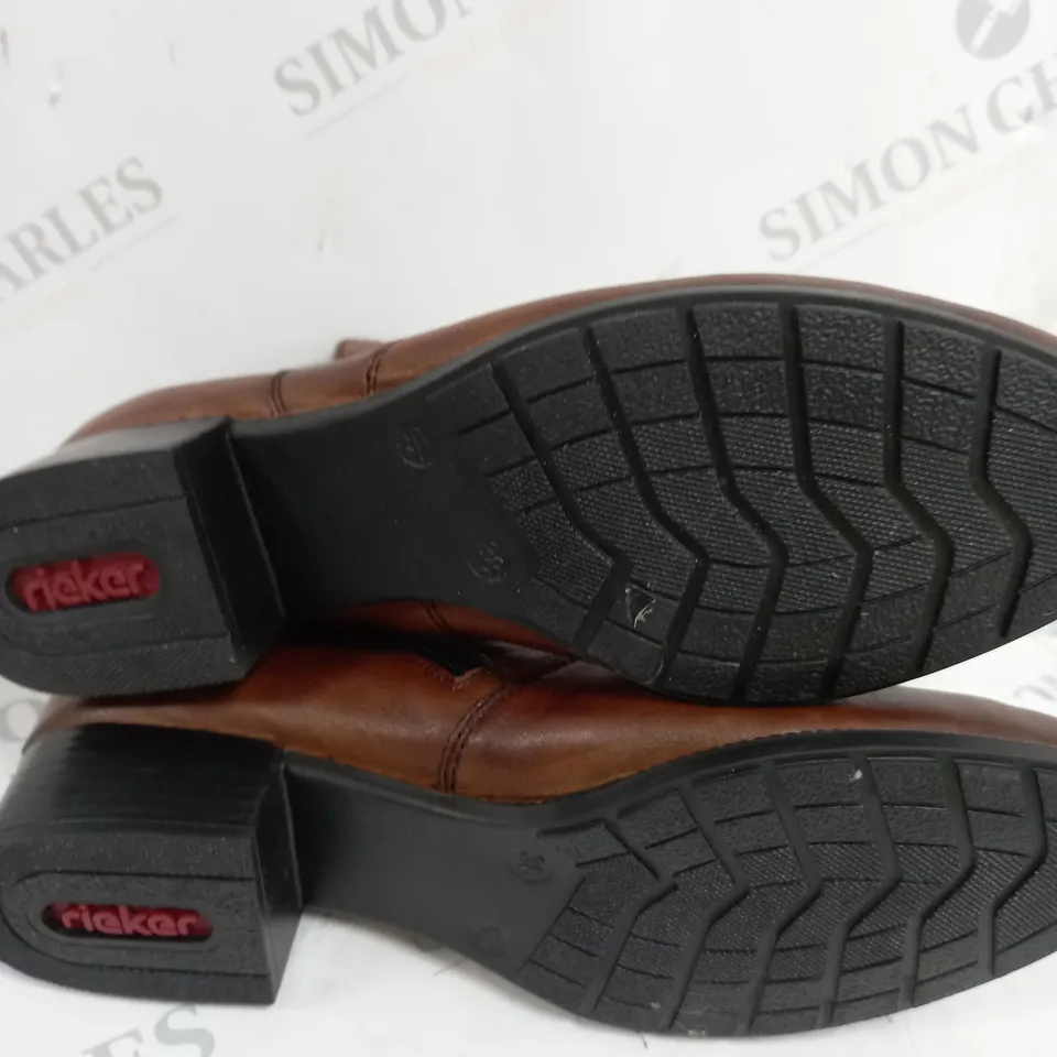 RIEKER BROWN LEATHER BOOTS - SIZE 5