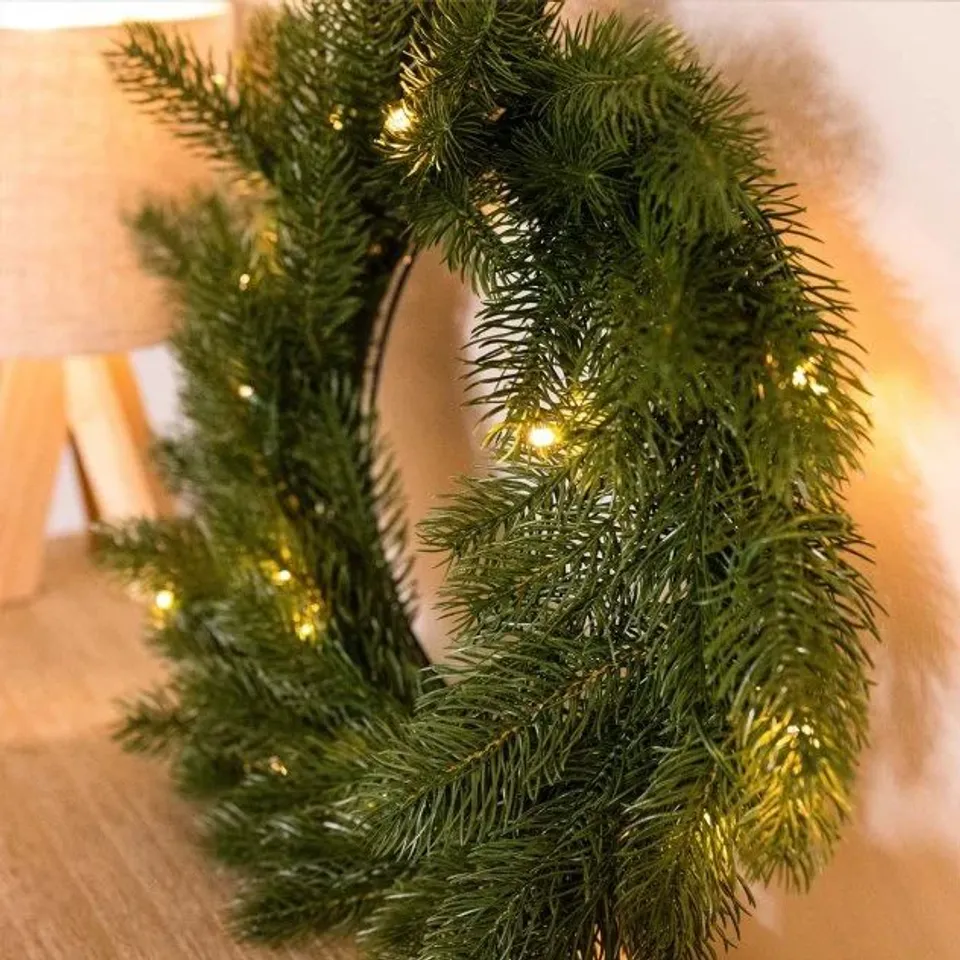 BRAND NEW BOXED 12" FAUX PRE-LIT CHRISTMAS WREATH