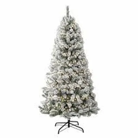 BOXED 7FT NEO HALF FLOCKED SNOW SCANDINAVIAN TIPS SPRUCE FIR ARTIFICIAL CHRISTMAS TREE