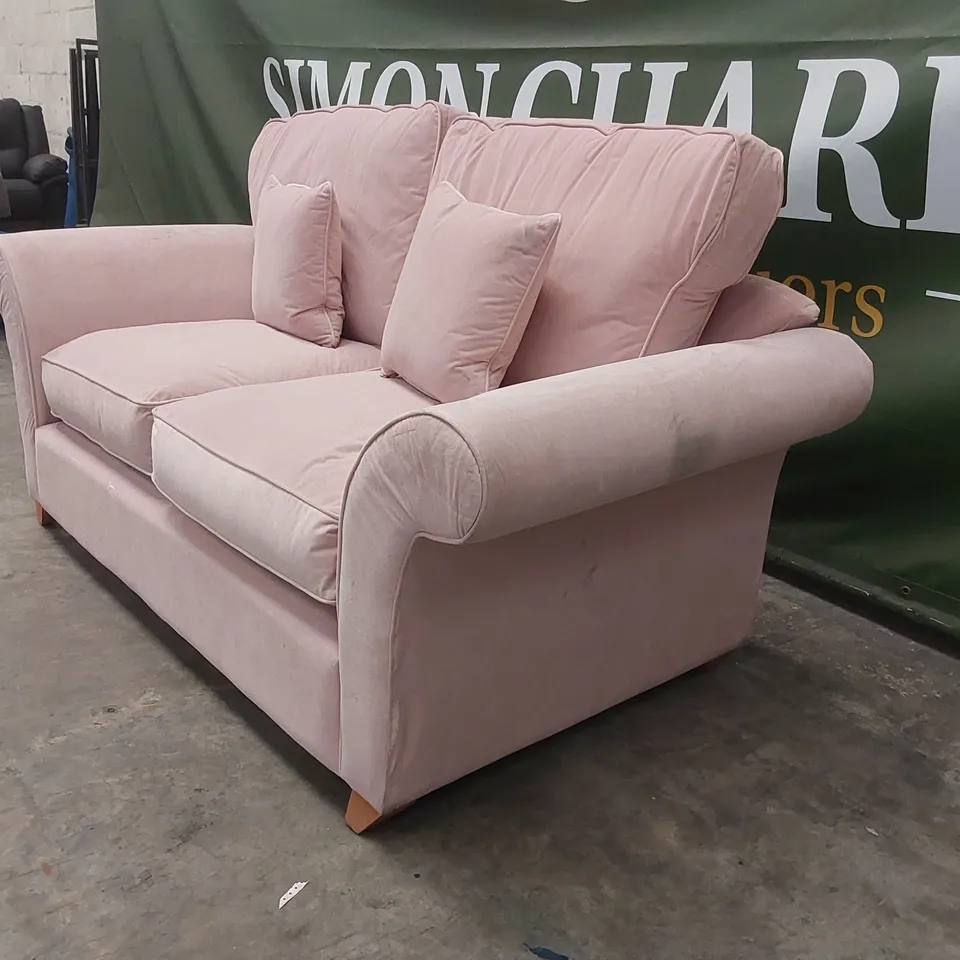 QUALITY DESIGNER 3 SEATER PINK VELVET SOFA 