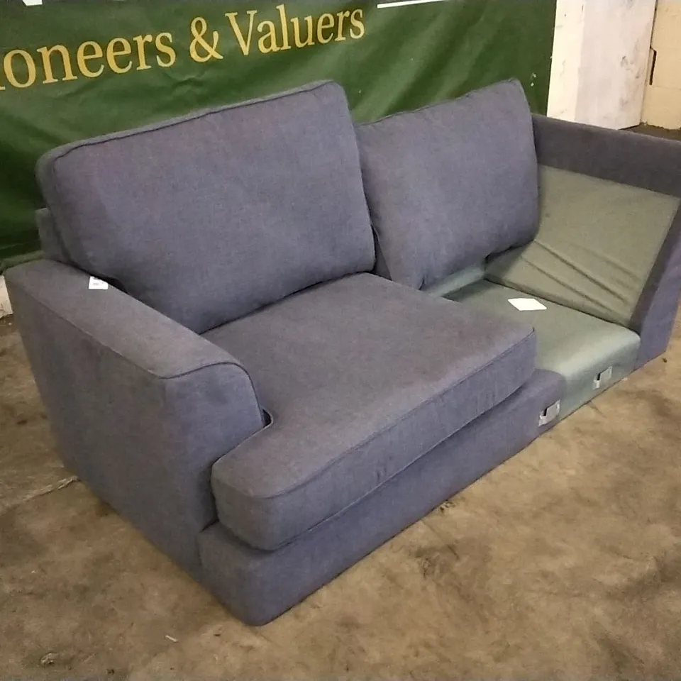QUALITY BRITISH DESIGNER LIGHT BLUE FABRIC CORNER GROUP SOFA SECTION 
