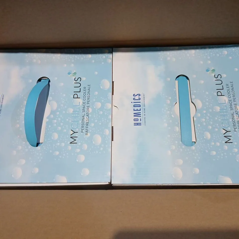 LOT OF 2 BOXED HOMEDICS MY CHILL PLUS PERSONAL SPACE COOLERS