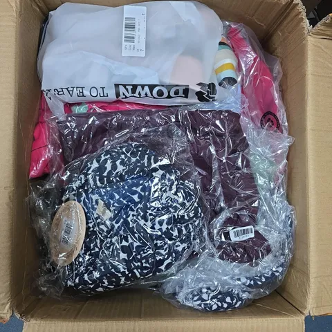 LARGE BOX OF ASSORTED CLOTHING TO INCLUDE - DRESSES - JUMPERS - SHOES  
