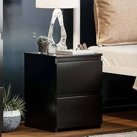 BOXED VIDA DESIGNS DENVER 2 DRAWER BEDSIDE CHEST - BLACK