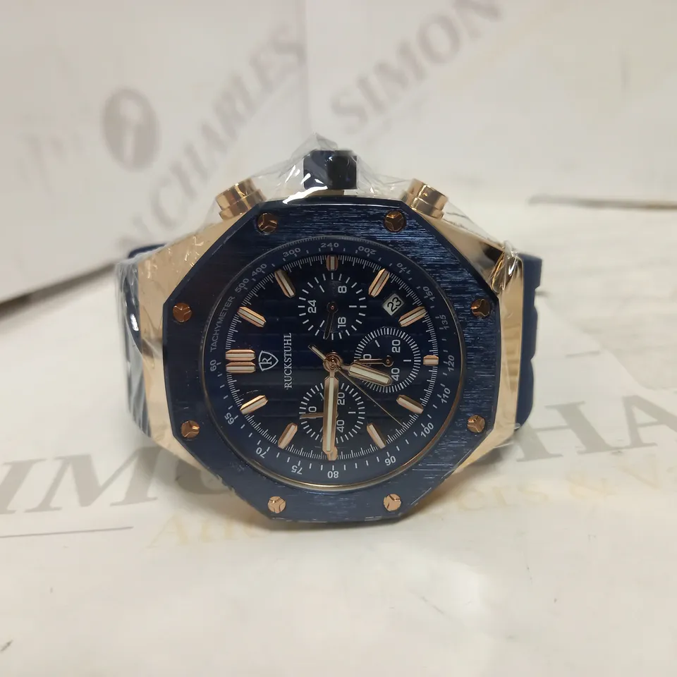 RUCKSTUHL CHRONOGRAPH STYLE RUBBER STRAP WATCH RRP £560