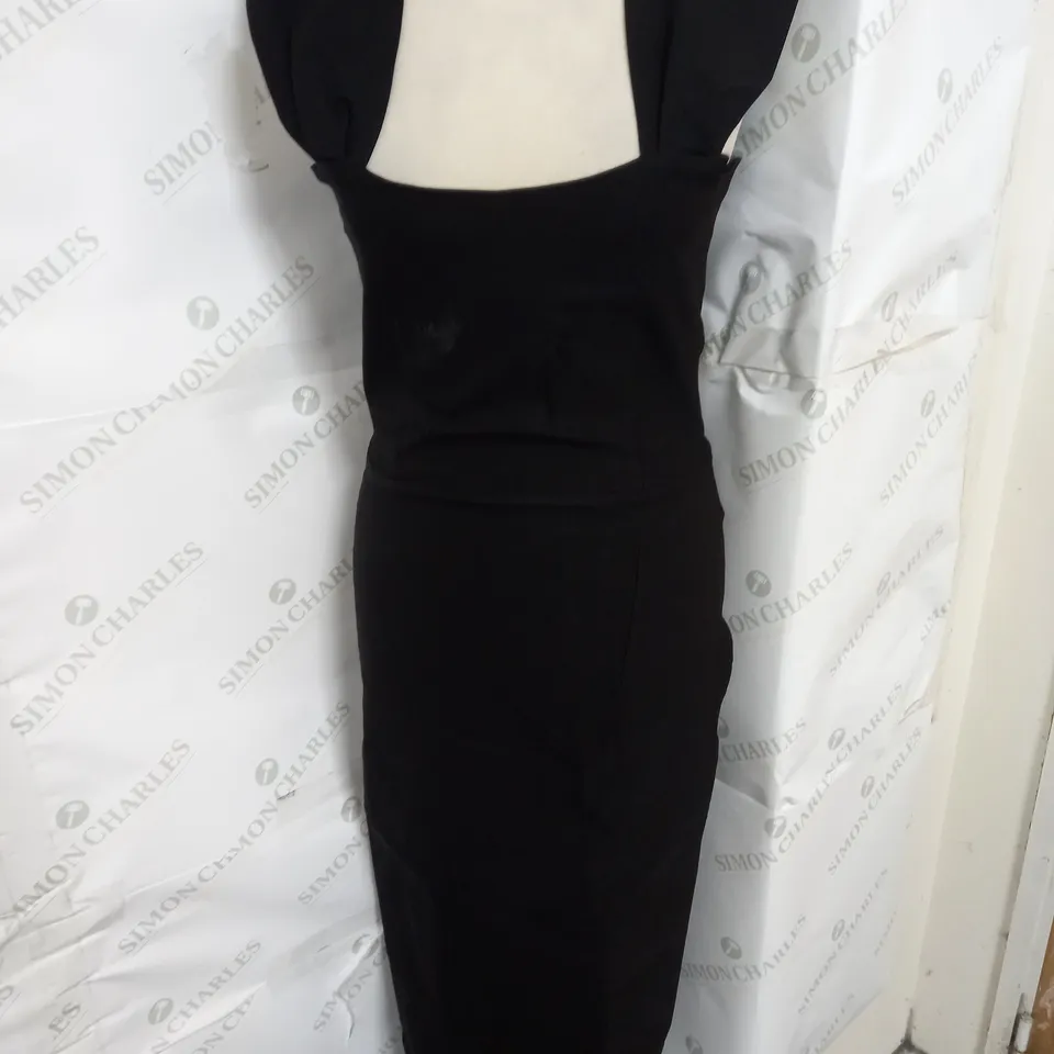 VESPER SQUARE NECK SPLIT NECK DRESS IN BLACK SIZE 10