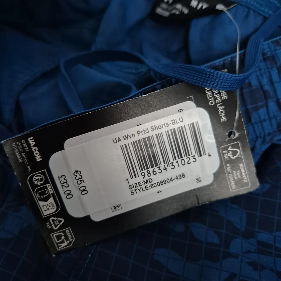 UNDER ARMOUR BLUE CAMOUFLAGE SHORTS – MEN'S MD (MEDIUM)