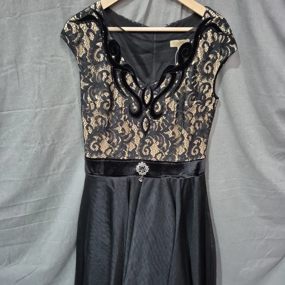 RED & ROYAL LONDON WOMEN'S EVENING DRESS - BLACK LACE OVERLAY, SIZE XXL