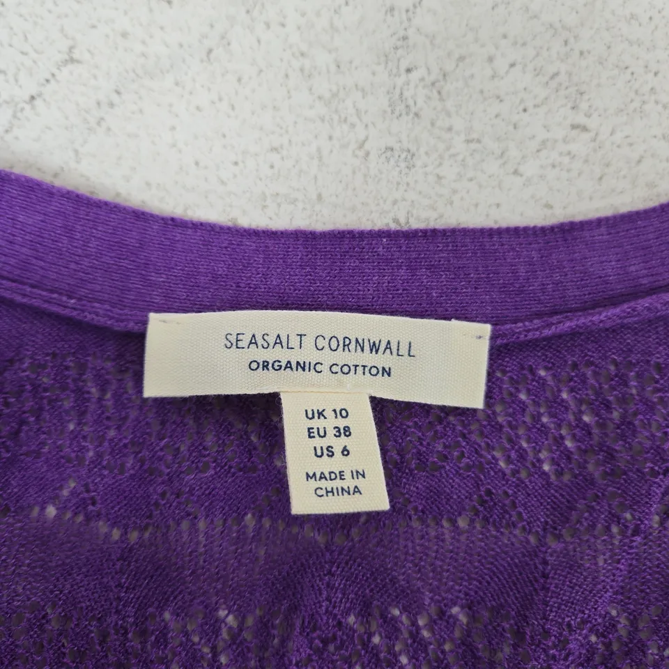 SEASALT CORNWALL WOMEN’S PURPLE ORGANIC COTTON KNIT CARDIGAN – UK 10