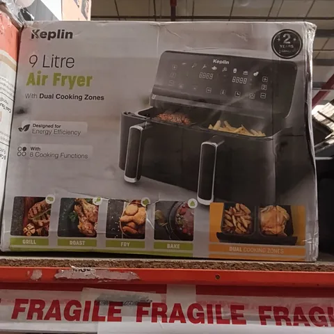 BOXED KEPLIN AIR FRYER WITH DUAL COOKING ZONES BLACK COLOUR 9 LITRE