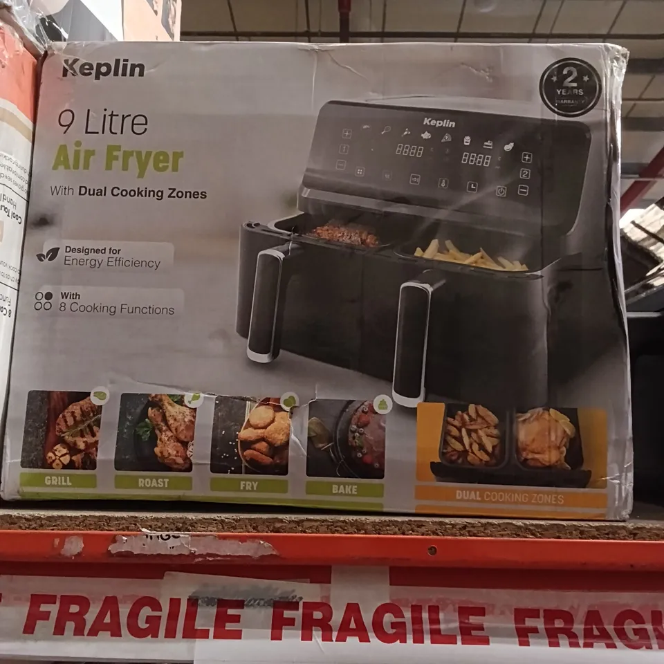 BOXED KEPLIN AIR FRYER WITH DUAL COOKING ZONES BLACK COLOUR 9 LITRE