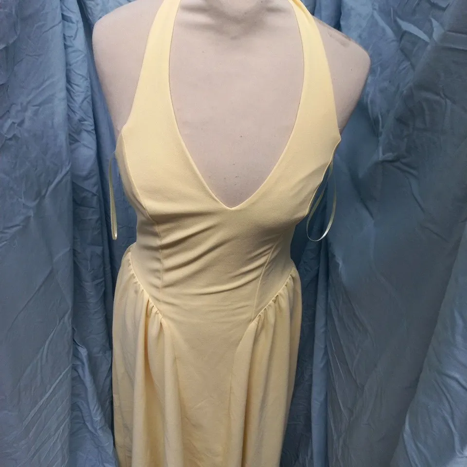 NOBODYS CHILD AMIE BUTTER YELLOW HALTER NECK MIDI DRESS – UK 10