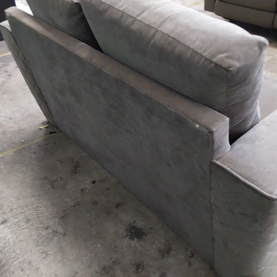 DESIGNER TWO SEATER SOFA QUILTED GREY FABRIC 