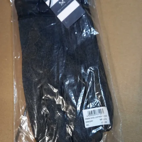 PACKAGED CREW CLOTHING COMPANY FRANK WOOL/LEATHER GLOVES - M/L