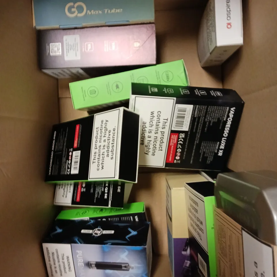 APPROXIMATELY 20 ASSORTED E-CIGARETTE PRODUCTS TO INCLUDE VAPORESSO, VOOPOO, INNOKIN ETC 