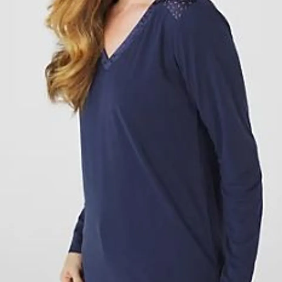 BOX OF DANNII MINOGUE STUD DETAIL LONG SLEEVE TOP PETITE - NAVY