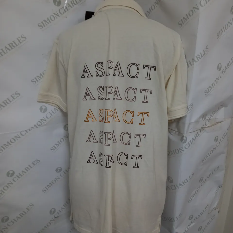 ASPACT PRINTED POLO SHIRT IN CREAM SIZE M