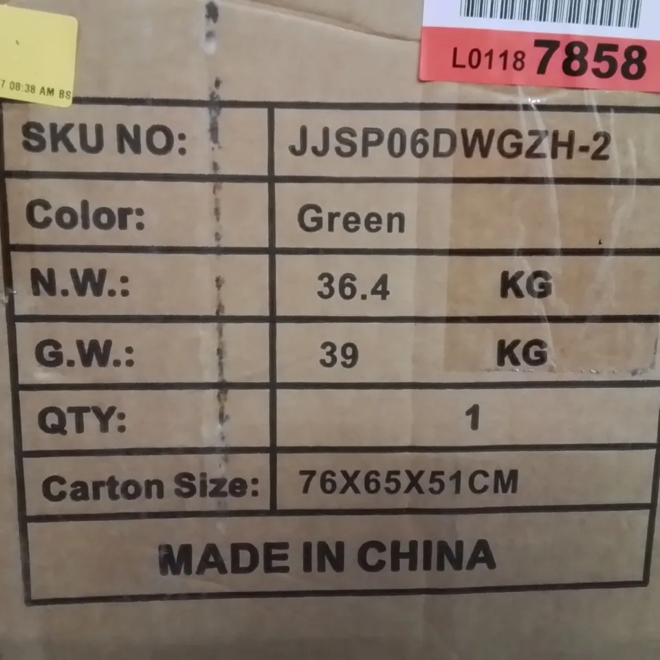 BOXED GREEN SOFA AND CHAISE [2 BOXES]