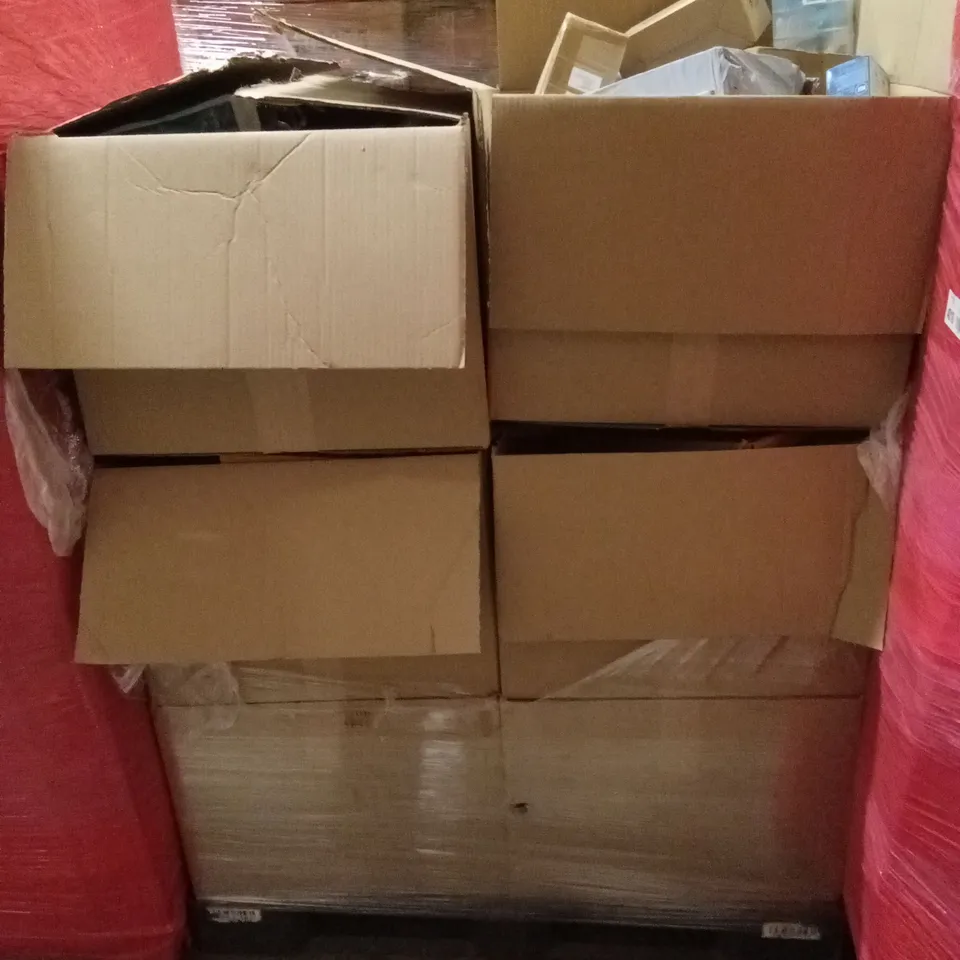 PALLET OF ASSORTED HOUSEHOLD GOODS AND PRODUCTS TO INCLUDE; HAIR STRAIGHTENERS, ALARM CLOCKS, DECOR ITEMS ETC