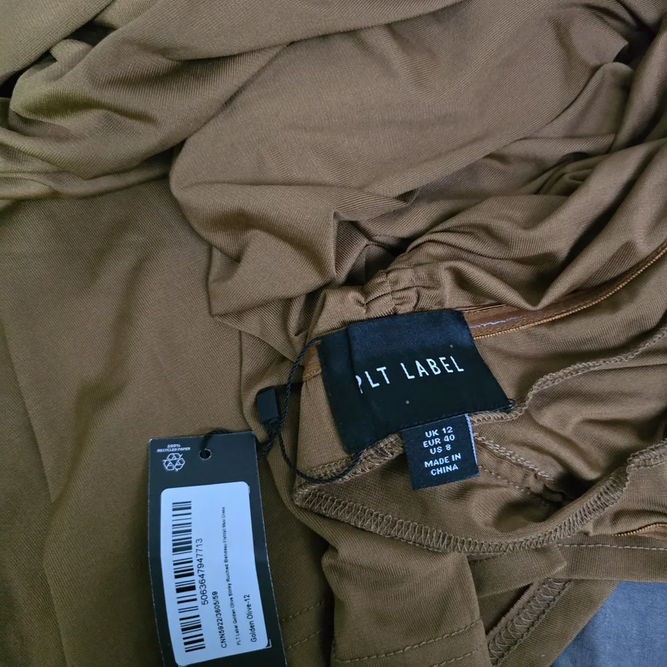 PLT LABEL WOMEN'S MAXI DRESS - CAMEL, UK 12 (EUR 40, US 8)