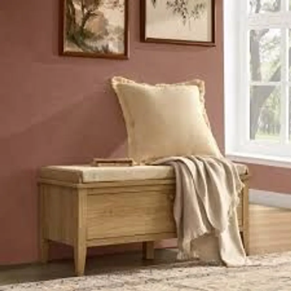 BOXED DUSK NELL SEATED STORAGE CABINET - LIGHT WOOD (1 BOX)