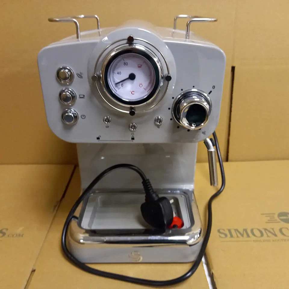 SWAN RETRO PUMP ESPRESSO COFFEE MACHINE - GREY