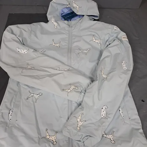 HOLLY AND BEAU COLOUR CHANGING RAINCOAT - BLUE DALMATIAN - SIZE LARGE