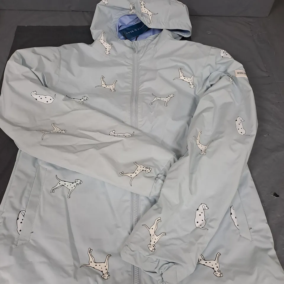 HOLLY AND BEAU COLOUR CHANGING RAINCOAT - BLUE DALMATIAN - SIZE LARGE