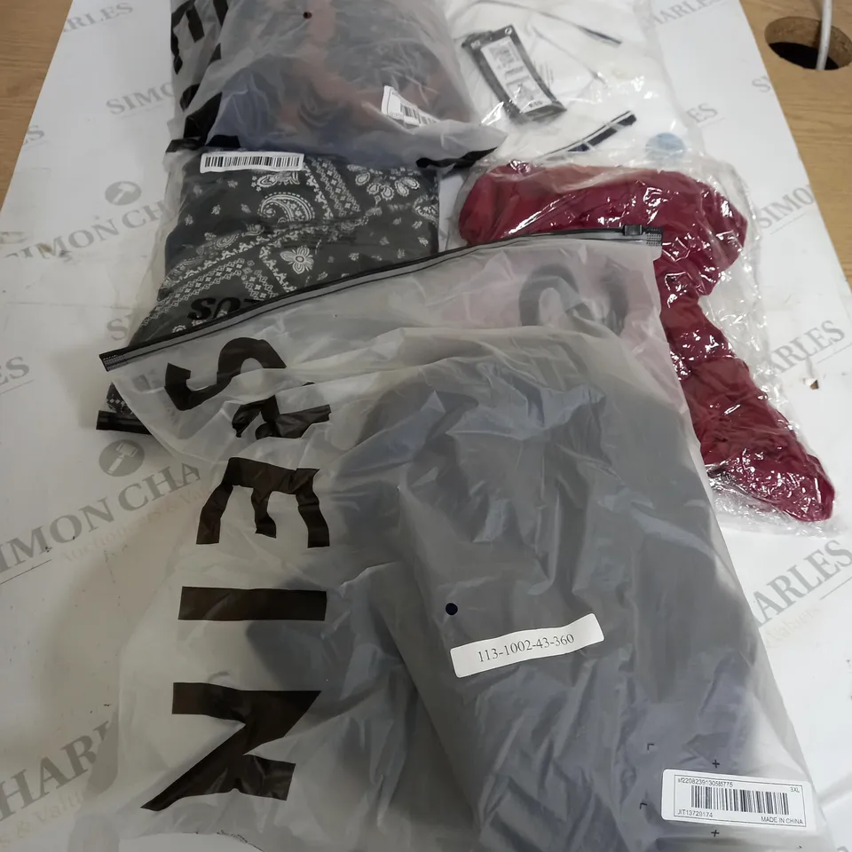BOX OF APPROX. 50 ASSORTED CLOTHING VARYING IN SIZE/COLOUR/STYLE TO INCLUDE:  TOPS, TROUSERS, JUMPERS